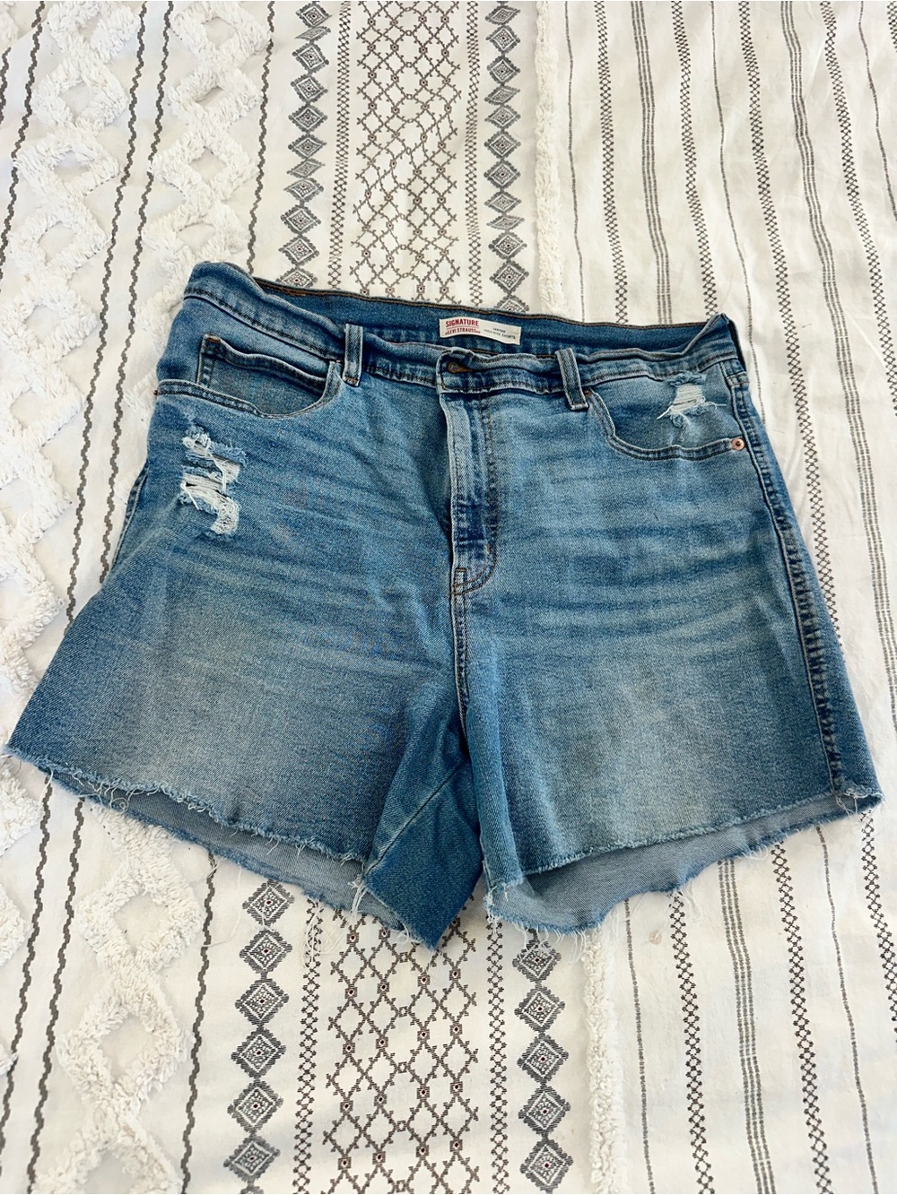 Levi's Medium Blue Distressed Jean Shorts 16, W33